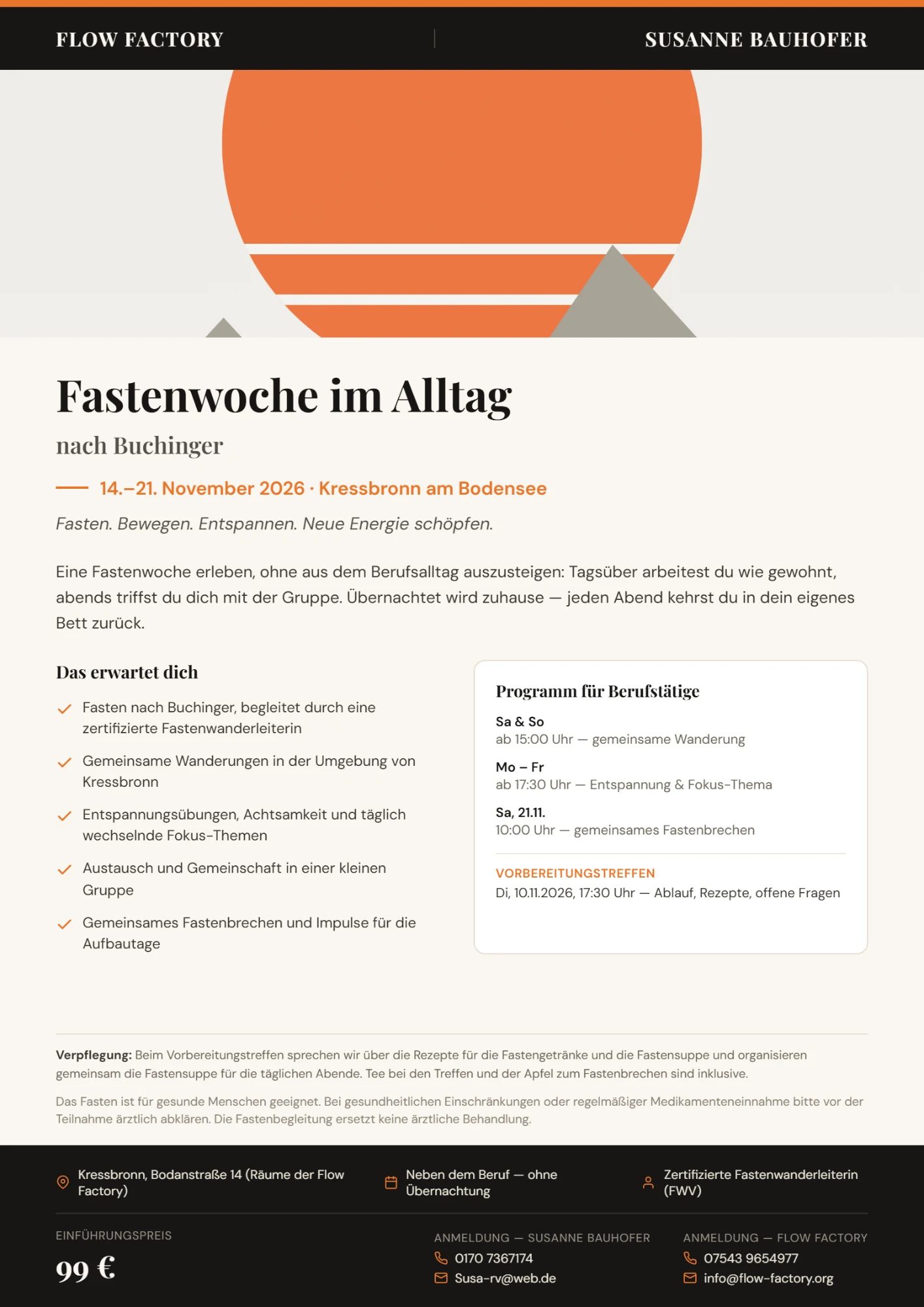 Flyer der Fastenwoche im Alltag